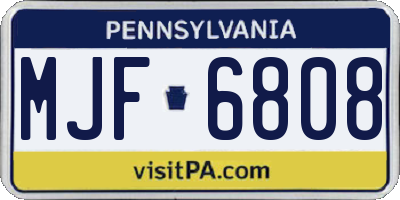 PA license plate MJF6808