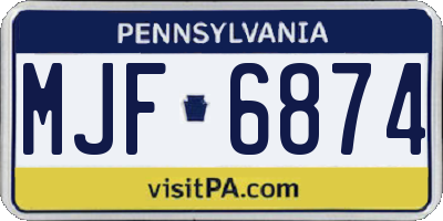 PA license plate MJF6874