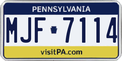PA license plate MJF7114