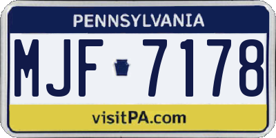 PA license plate MJF7178