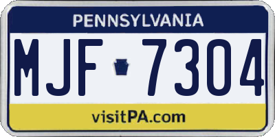 PA license plate MJF7304