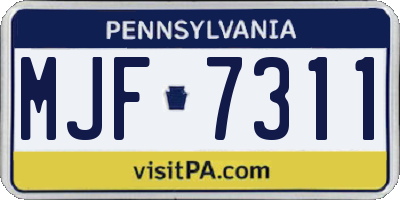 PA license plate MJF7311