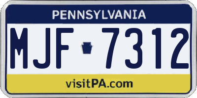 PA license plate MJF7312