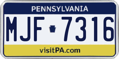 PA license plate MJF7316