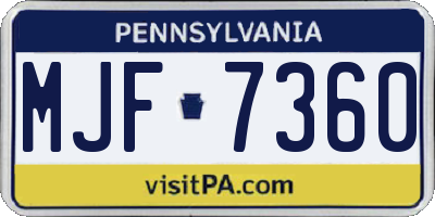PA license plate MJF7360