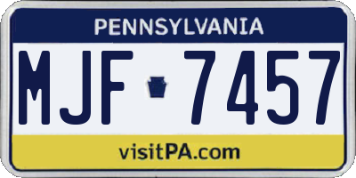 PA license plate MJF7457
