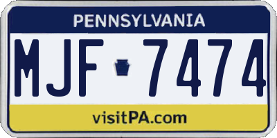 PA license plate MJF7474