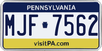 PA license plate MJF7562