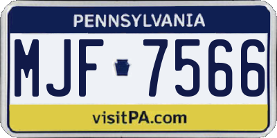 PA license plate MJF7566