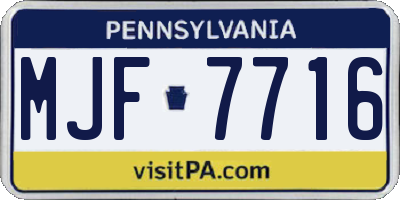 PA license plate MJF7716