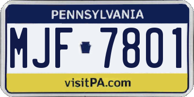 PA license plate MJF7801