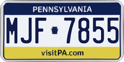 PA license plate MJF7855