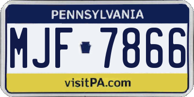 PA license plate MJF7866