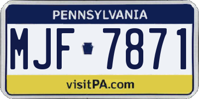PA license plate MJF7871