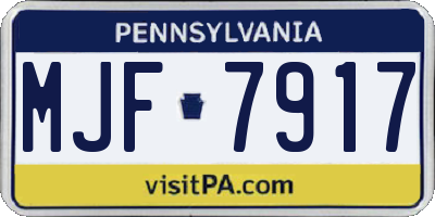 PA license plate MJF7917