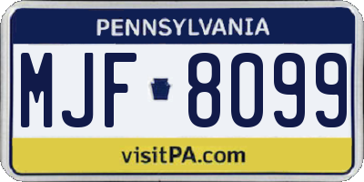 PA license plate MJF8099