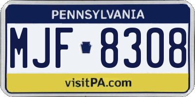 PA license plate MJF8308