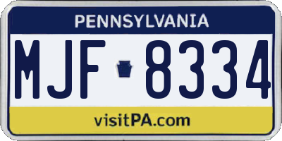 PA license plate MJF8334
