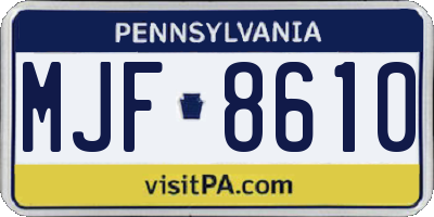 PA license plate MJF8610