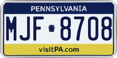 PA license plate MJF8708