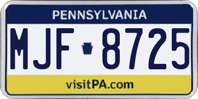 PA license plate MJF8725