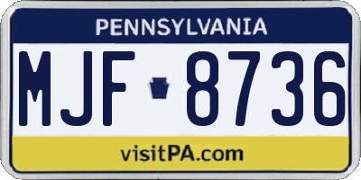 PA license plate MJF8736