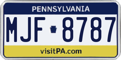 PA license plate MJF8787