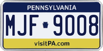 PA license plate MJF9008