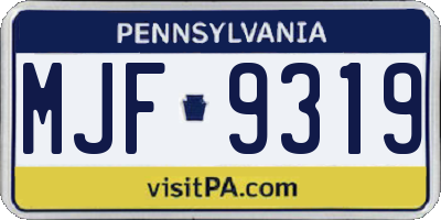 PA license plate MJF9319