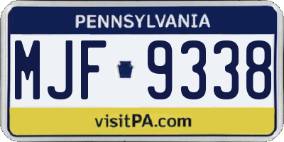 PA license plate MJF9338