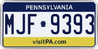 PA license plate MJF9393