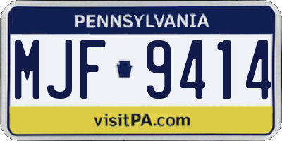 PA license plate MJF9414