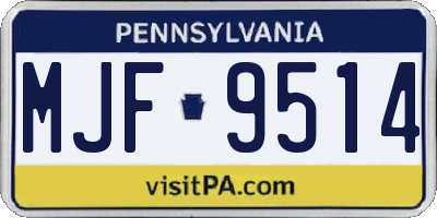 PA license plate MJF9514