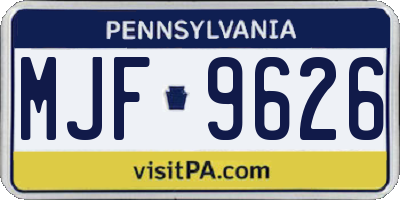 PA license plate MJF9626