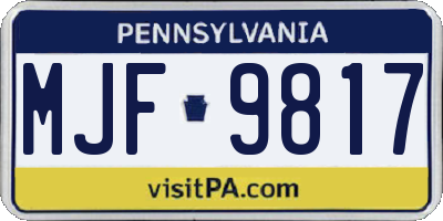 PA license plate MJF9817