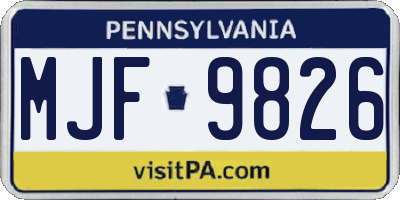 PA license plate MJF9826