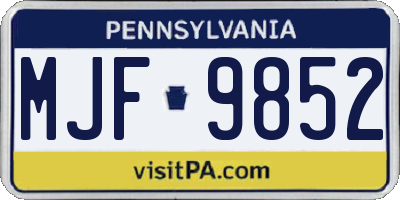PA license plate MJF9852