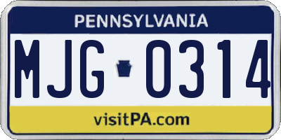 PA license plate MJG0314