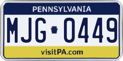 PA license plate MJG0449