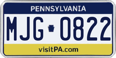 PA license plate MJG0822