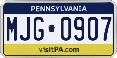 PA license plate MJG0907