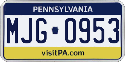 PA license plate MJG0953