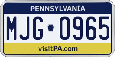PA license plate MJG0965