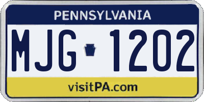 PA license plate MJG1202