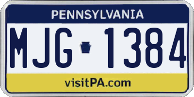 PA license plate MJG1384