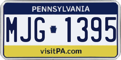 PA license plate MJG1395
