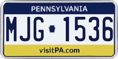 PA license plate MJG1536