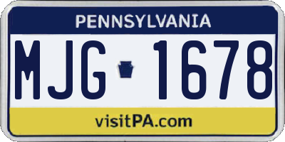 PA license plate MJG1678