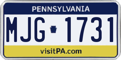 PA license plate MJG1731