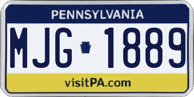 PA license plate MJG1889